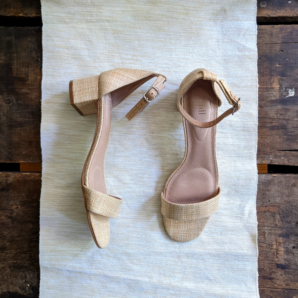 Nwot J Jill Beige Raffia Woven Low Stack Block Heel Shoes Size 8.5